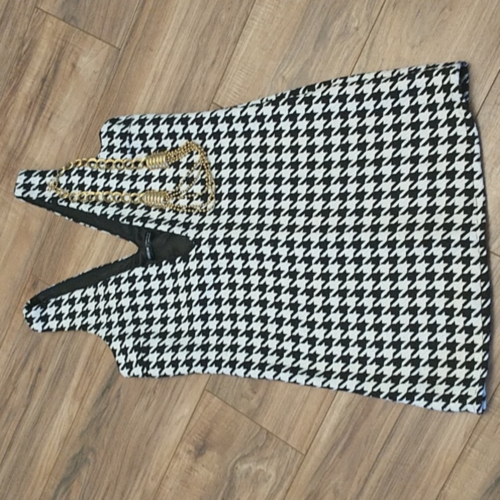 Houndstooth print mini dress